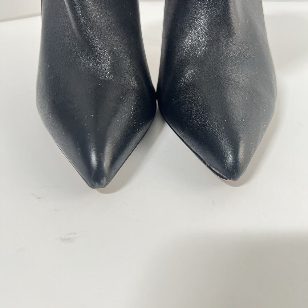 Steve Madden Vira Mid High 4” Heeled Boots Size 7 Black Leather Stripes Red Blue - Picture 5 of 12